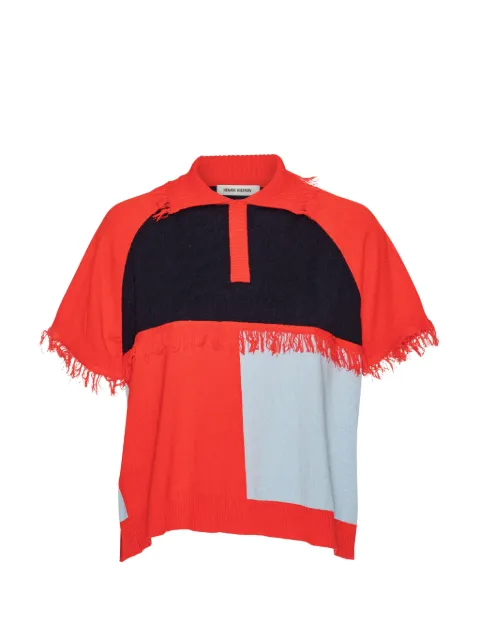 Henrik Vibskov fringed colourblock polo shirt Red SS26STUDM701