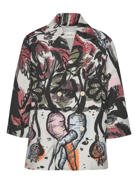 Henrik Vibskov double-breasted print coat Neutrals SS26STUDM618