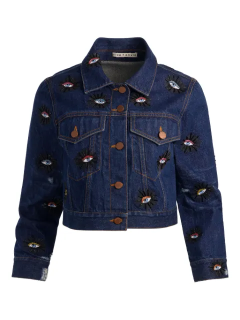 alice + olivia Chloe eyes-embellished jacket Blue CD511E23221
