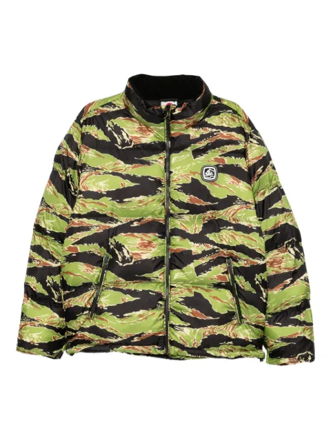 ICECREAM tiger-stripe puffer jacket Green IC25406