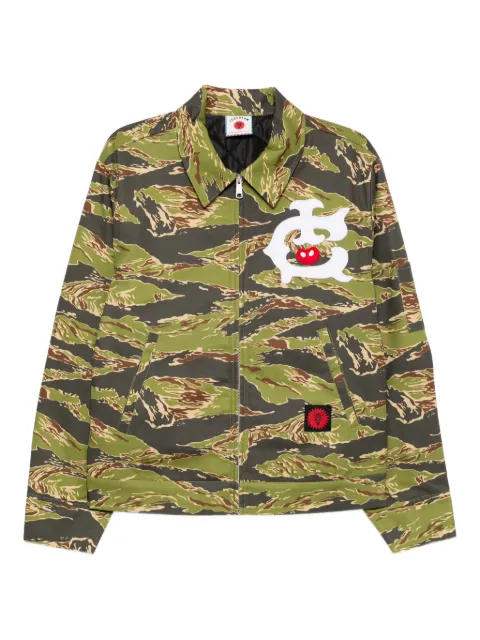 ICECREAM tiger-strip work jacket Green IC25404