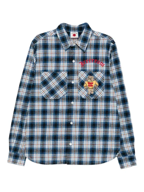 ICECREAM mascot-embroidered checked shirt Blue IC25413