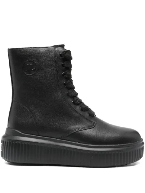 JANET & JANET 45mm lace-up platform combat boots Black J403