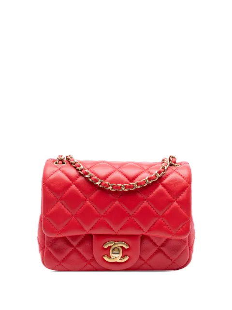 CHANEL Pre-Owned 2019 Mini Square Classic Lambskin Pearl Crush Single Flap crossbody bag Red ATFECIC9SDTPED0X