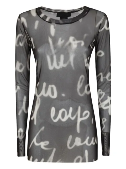 Maria Calderara text-print top Black Q202T