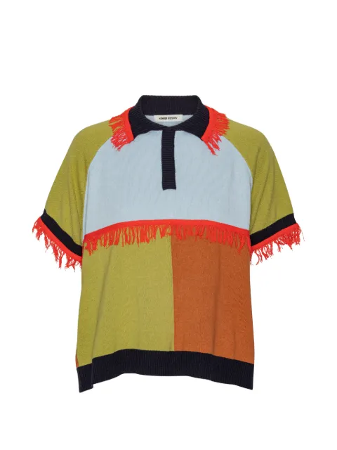 Henrik Vibskov colourblock fringed polo shirt Green SS26STUDM701