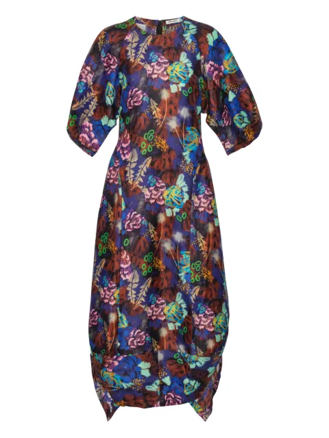 Henrik Vibskov puff-sleeve abstract-print midi dress Blue SS26STUDF333