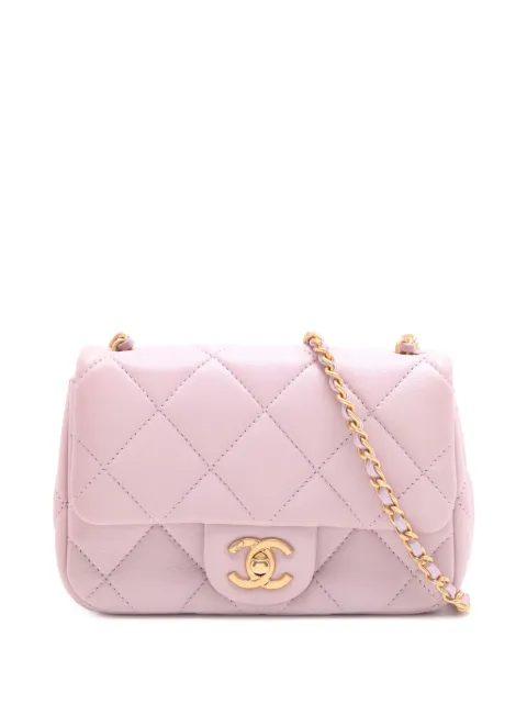 CHANEL Pre-Owned 2021-2025 Mini Quilted Lambskin Double Pearl Flap crossbody bag Pink WCIDKZBVLYB9Q2BK