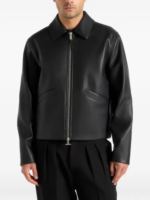 Manière De Voir Yves minimal leather jacket Black MAN3508