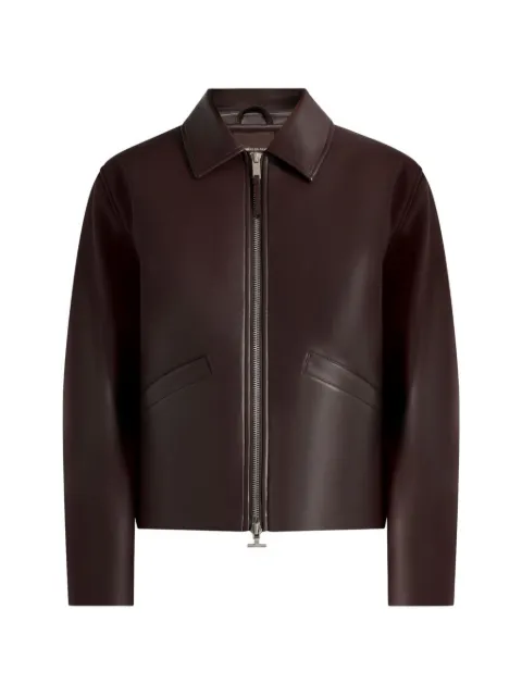 Manière De Voir Yves minimal leather jacket Brown MAN3508
