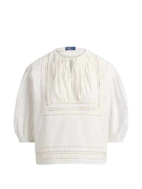 Polo Ralph Lauren tie-neck cotton blouse White 211A12787002