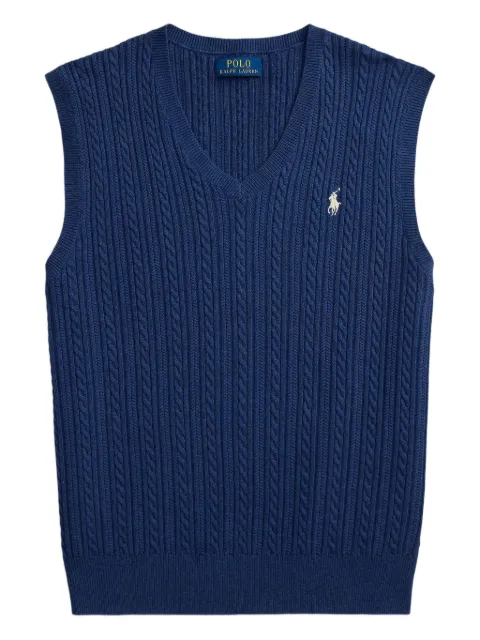 Polo Ralph Lauren cable-knit embroidered-logo vest Blue 710B13895002