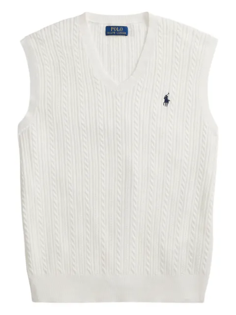 Polo Ralph Lauren cable-knit embroidered-logo vest White 710B13895001