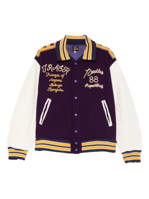 Needles embroidered letter jacket Purple RW169