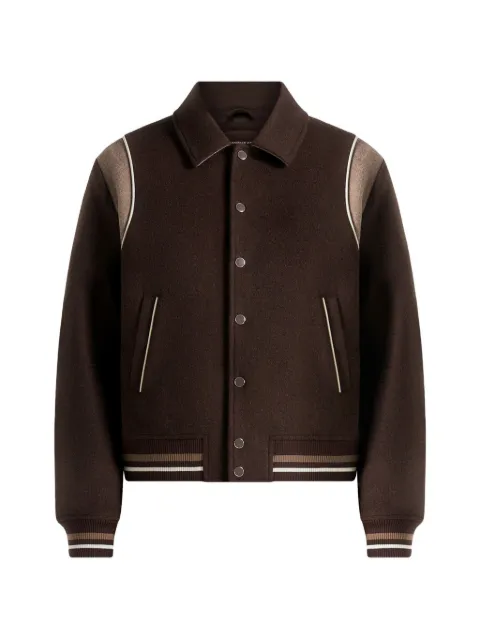 Manière De Voir Nico contrast wool varsity jacket Brown MAN3503