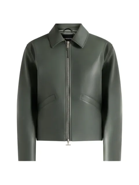 Manière De Voir Yves minimal leather jacket Green MAN3508