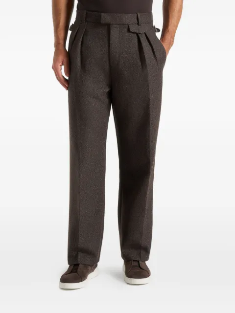 Manière De Voir Pierre - twin pleat melange tailored trousers - brown Brown MAN34811