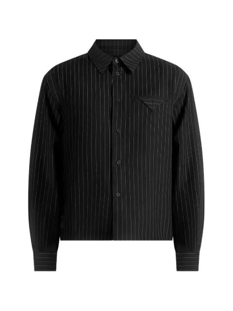 Manière De Voir Arlo pinstripe cropped long sleeve shirt Black MAN3530