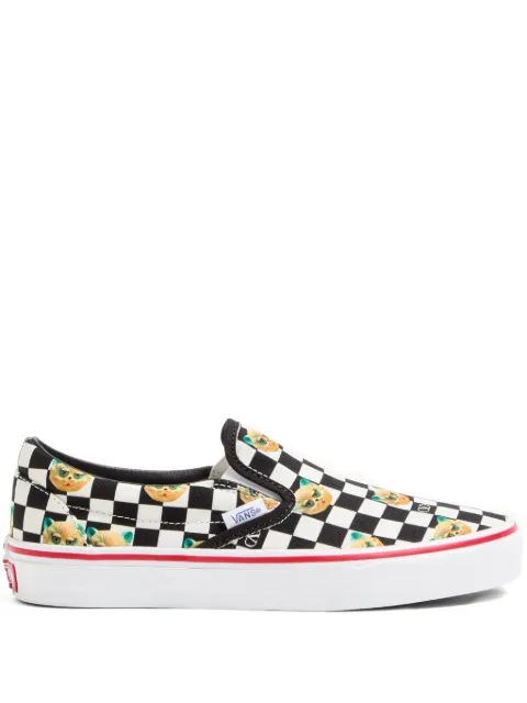 Valentino Garavani X Vans slip-on sneakers in fabric with Le Chat De La Maison print and VLogo checkerboard print White WS0NY9CUM