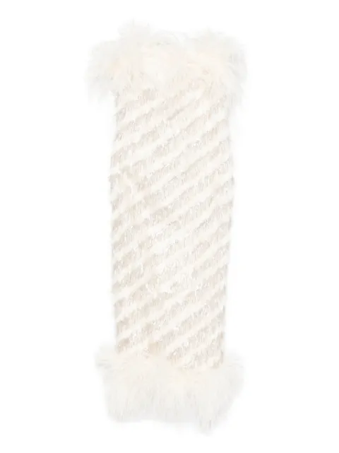 Taller Marmo feather-trim midi dress Neutrals TMBR2620100