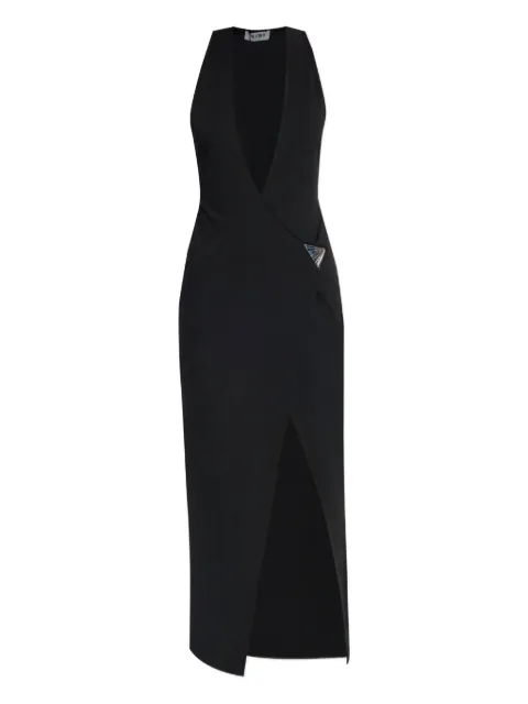 The Attico plunge-neck split midi dress Black 260WCW00260VVP002AA100