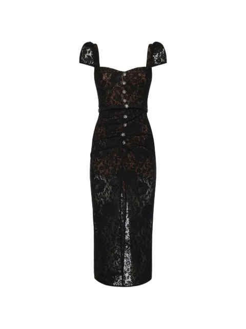 Self-Portrait lace button midi dress Black RS26173MAB