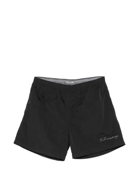 C.P. Company Eco-Chrome R logo embroidery swim shorts Black 20CMBW263A006369G999