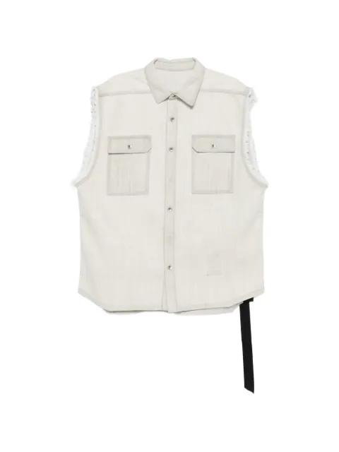 Rick Owens DRKSHDW frayed pocket shirt jacket Neutrals DU01F4764DMW