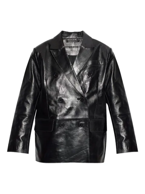 STAND STUDIO double-breasted leather coat Black 666227290