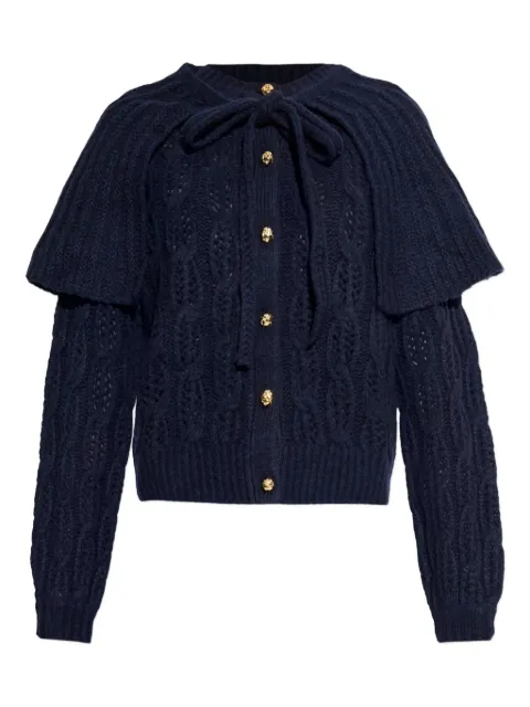 FRAME The Cape cable-knit Cardigan Blue WP26KSW010