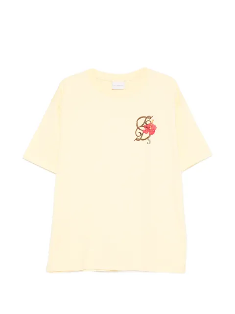Drôle De Monsieur D Hibiscus Brodée T-shirt Yellow KTS316CO248
