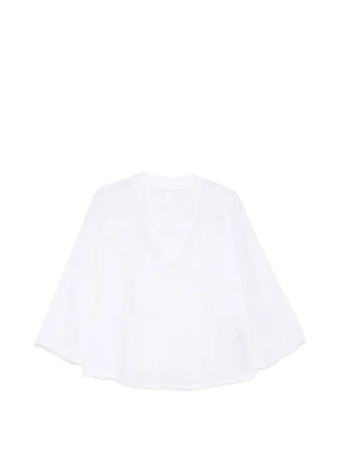 120% Lino V-neck blouse White 33ALIW1PL30000115000