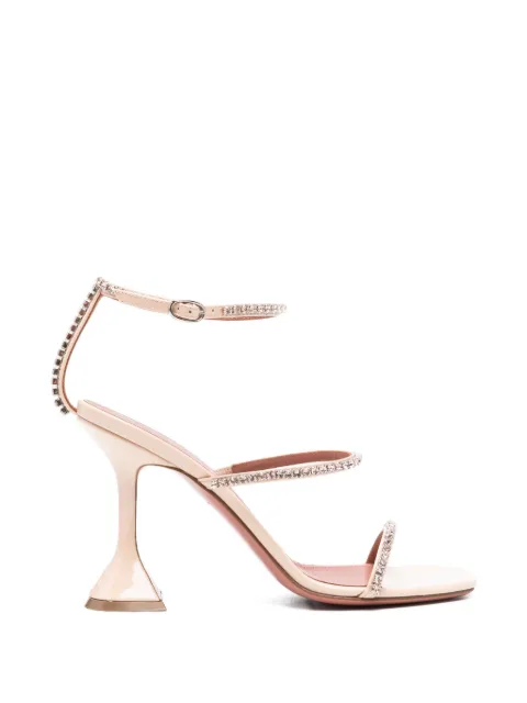 Amina Muaddi Gilda crystal-embellished ankle-strap sandals Neutrals GILDASANDAL95CHAMPAGNEPEARLY