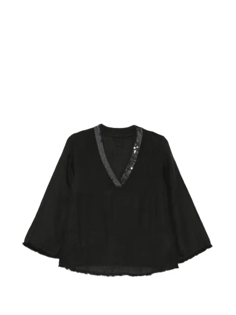 120% Lino sequin-embellished blouse Black 33ALIW1PL30000115000