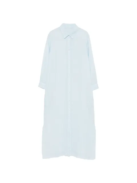 120% Lino long-line button-up maxi dress Blue 33ALIW47590000115000