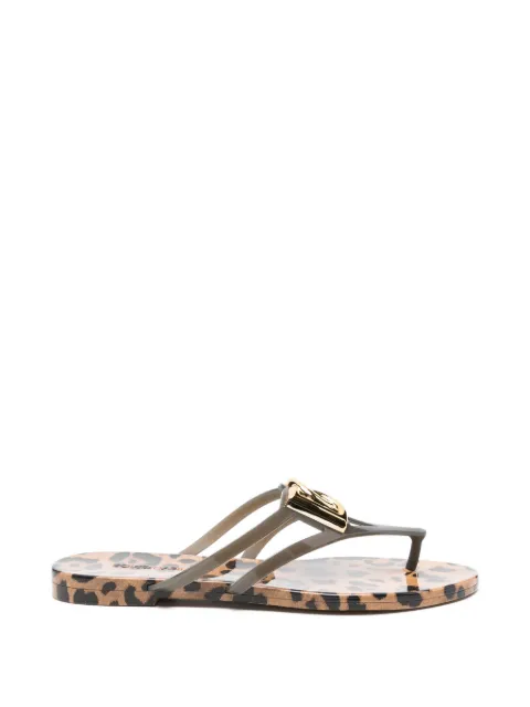 Dolce & Gabbana leopard-print logo flip-flops Grey CW2418AY850