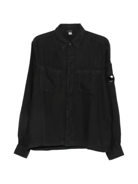 C.P. Company linen long sleeve button lens shirt Black 20CMSH259A110533G999