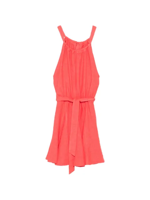 120% Lino belted bow-detail midi dress Red 33ALIW4PKY000E517900