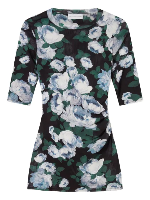 Stella McCartney floral three-quarter-sleeve mesh top Black 6J04373SQA26