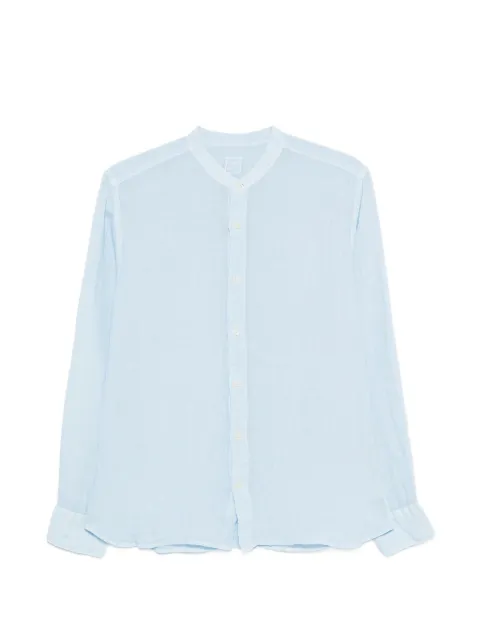 120% Lino linen band-collar shirt Blue 33ALIM1159000011500