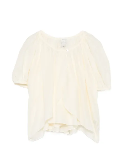 120% Lino pleated layered blouse Neutrals 33BLIW1PLF000G494700700774