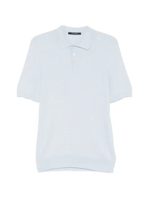 Tagliatore textured short-sleeve polo shirt Blue KARTGSE2601
