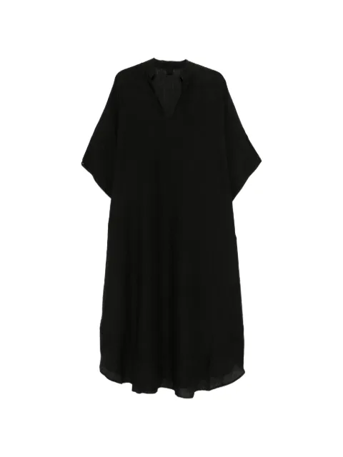 120% Lino V-neck midi dress Black 33ALIW49FX0000115000000065