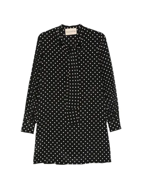 Valentino Garavani polka-dot pussy-bow mini dress Black BVAJF89DW