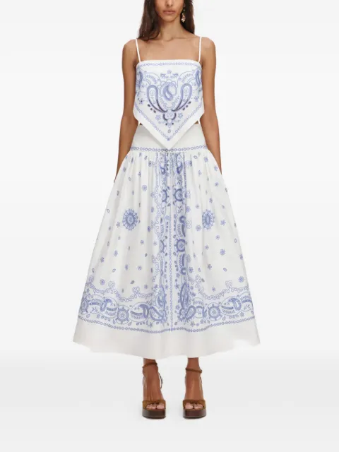Self-Portrait paisley-embroidered maxi skirt White AC26008MSK