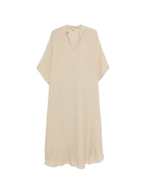 120% Lino V-neck shift dress Neutrals 33ALIW49FX0000115000000901