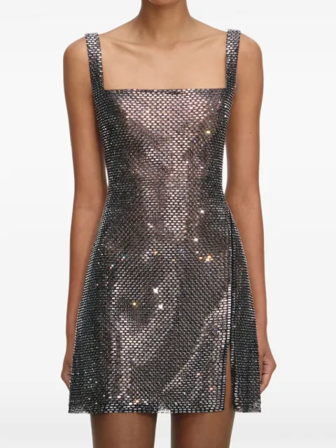 Self-Portrait rhinestone-embellishment mini dress Black RS26051SBGR