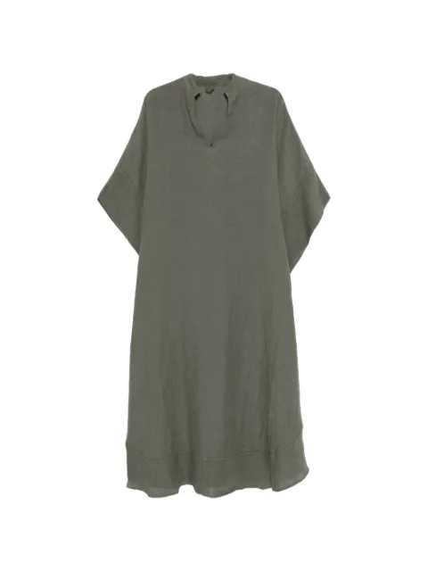 120% Lino V-neck midi dress Green 33ALIW49FX0000115000000038