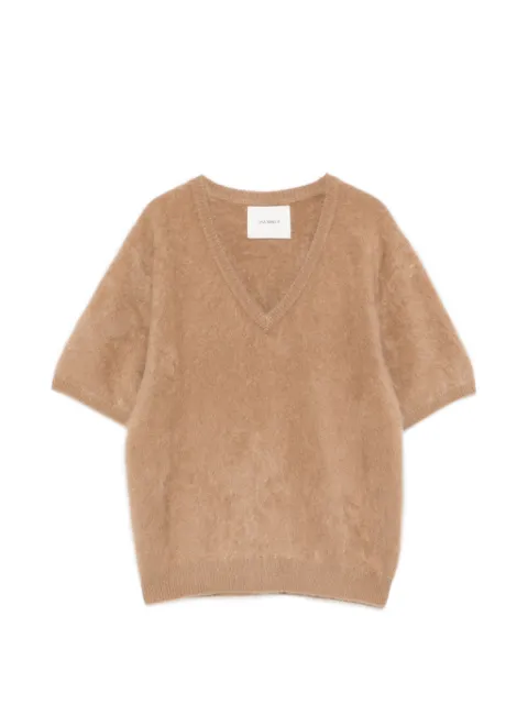 Lisa Yang Lovisa V-neck short-sleeve top Neutrals 2024238