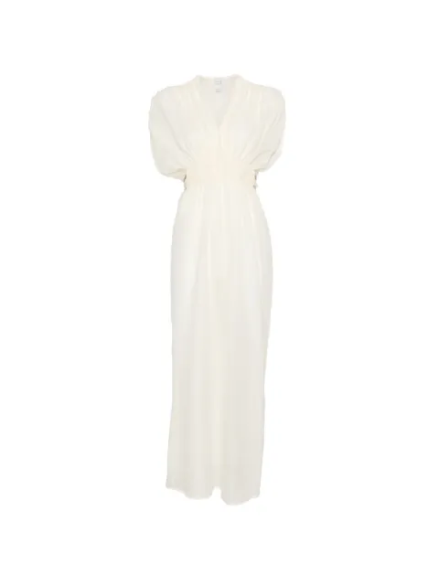 120% Lino braided-tie gathered-waist maxi dress Neutrals 33BLIW4PLQ000G494700